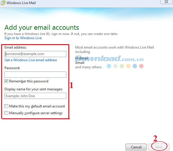 Hướng dẫn cấu hình Windows Live Mail