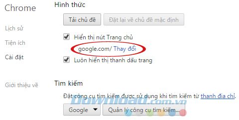 Nút Home trên Chrome