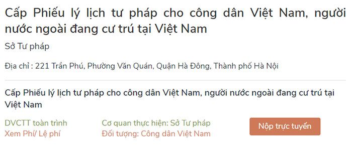 Gửi hồ sơ lý lịch tư pháp