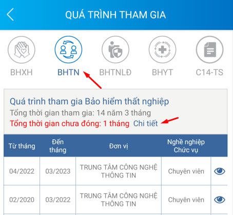 Cách xem thời gian chưa đóng bảo hiểm xã hội trên ứng dụng VssID 3*425574