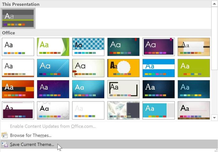 Lưu chủ đề hiện tại trong Microsoft PowerPoint