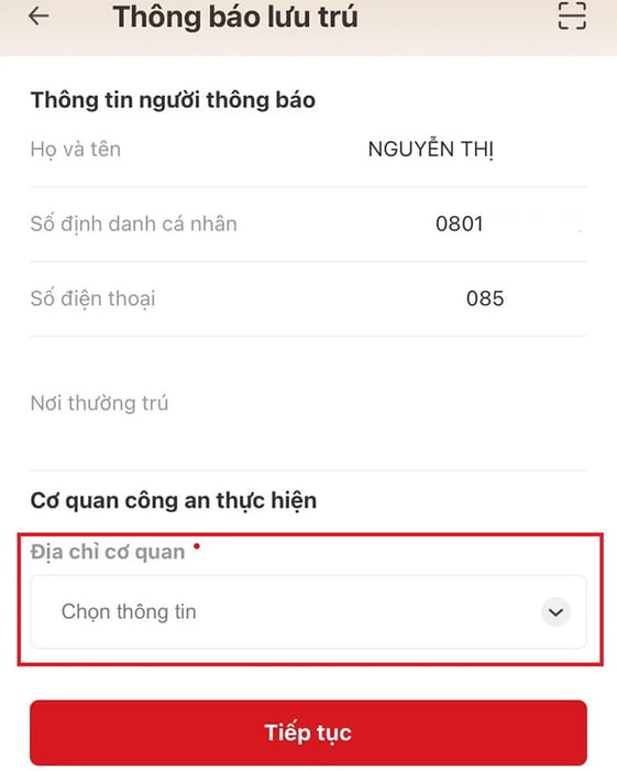 Thông tin đăng ký lưu trú