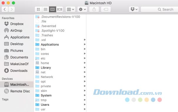 Mở Finder và đi đến Macintosh HP