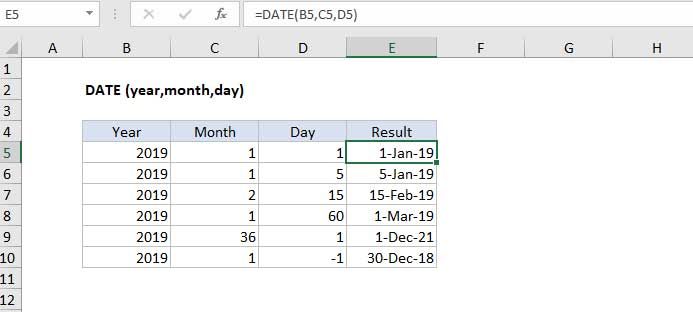 Cách sử dụng hàm DATE trong Excel