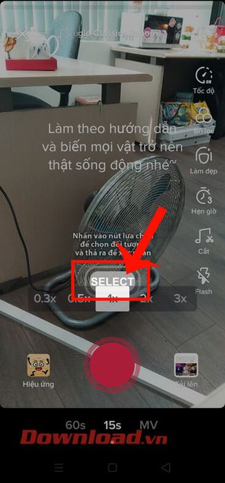 Ấn nút Select