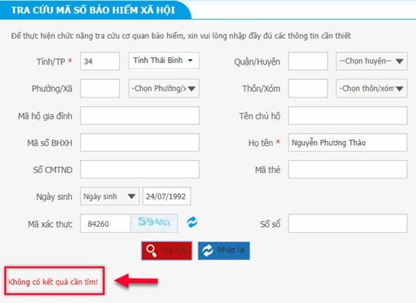 Không thể tra cứu mã số BHXH