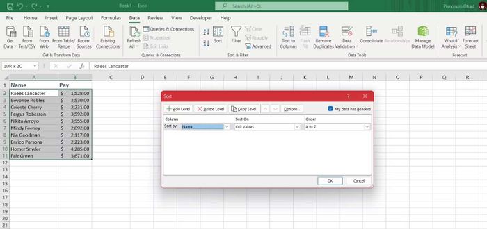 Sắp Xếp Cột Trong Bảng Excel