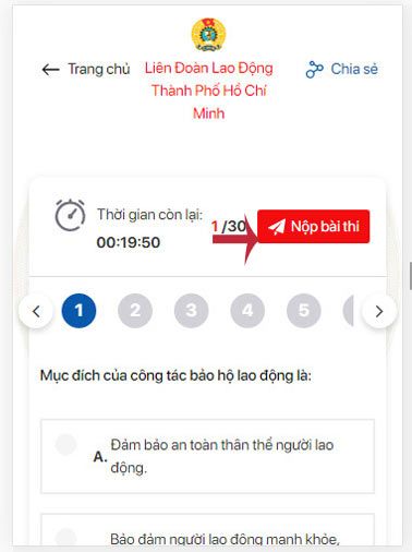 Hoàn tất việc nộp bài