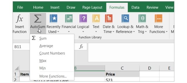 Hàm Tổng trong Excel