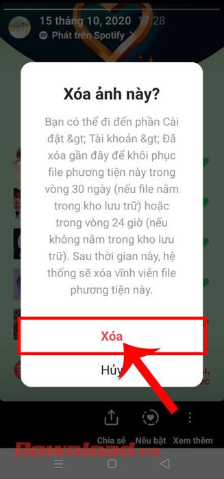 Chạm vào nút Xóa