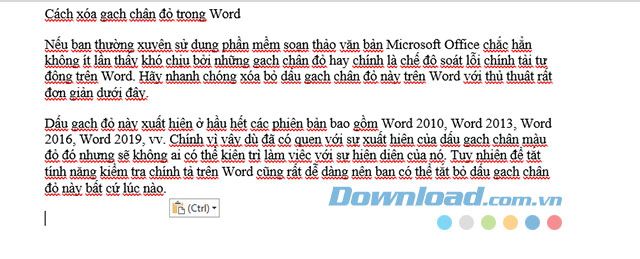 Giao diện mặc định của chế độ kiểm tra chính tả trên Word