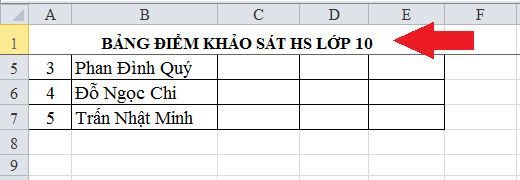 Bảng tính trên Excel