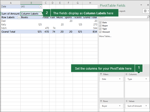 Bảng Cột Excel