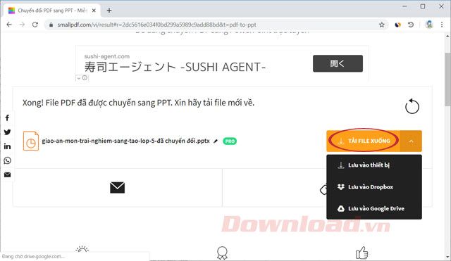 Tải xuống tập tin PowerPoint về máy tính