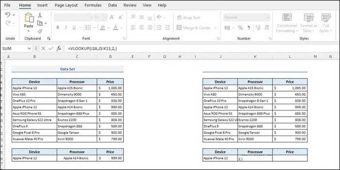 Ví dụ minh họa về hàm VLOOKUP trong Excel