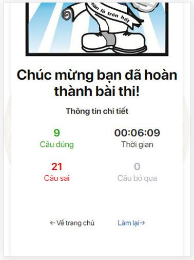 Kết thúc quá trình thi