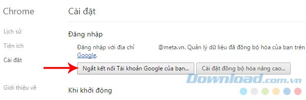 Ngắt kết nối Chrome khỏi tài khoản Google