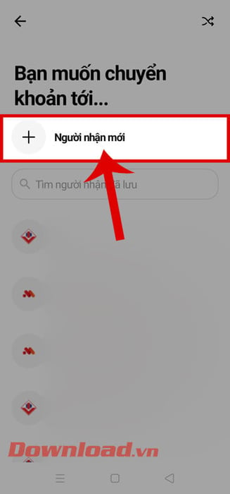 Bấm vào Người nhận mới