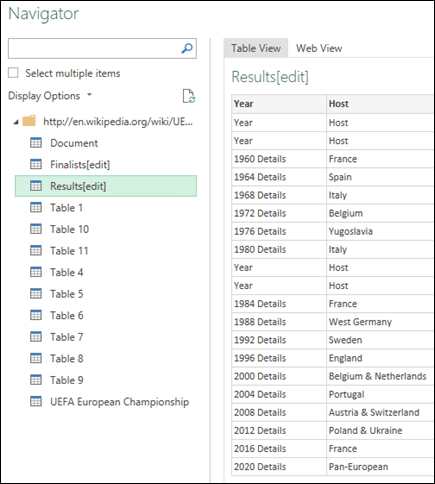 Navigator của Power Query