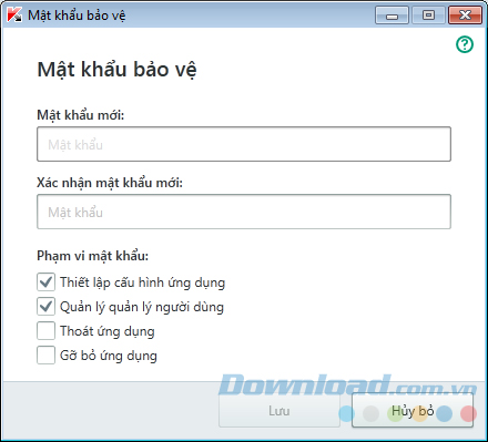 Thiết lập mật khẩu cho Kaspersky Internet Security