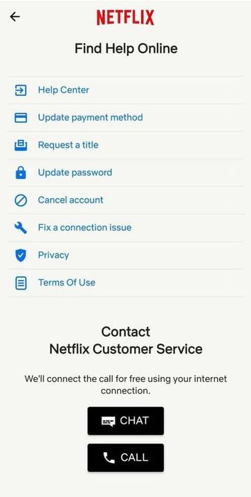 Lựa chọn trợ giúp từ Netflix