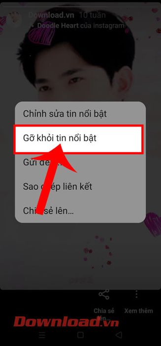 Nhấn vào mục Xóa tin tức nổi bật