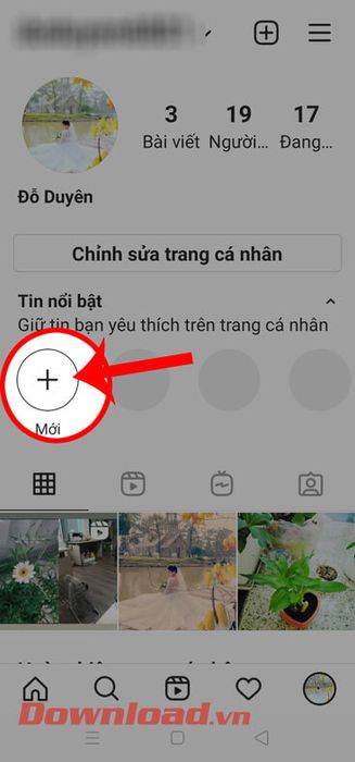 Chạm vào biểu tượng dấu '+'