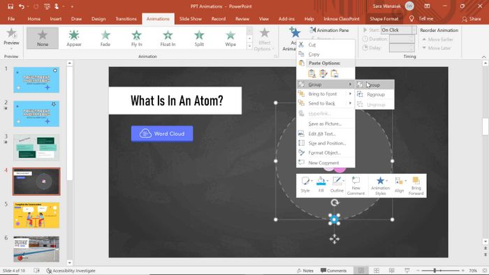 Nhóm các mục trong PowerPoint