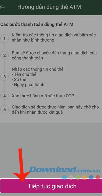 Nhấn tiếp tục giao dịch