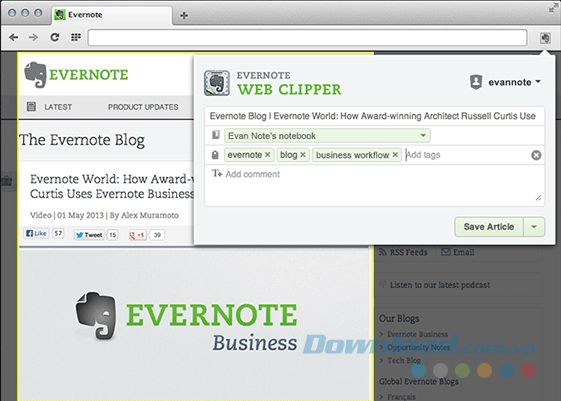 Thu thập thông tin với Evernote Web Clipper