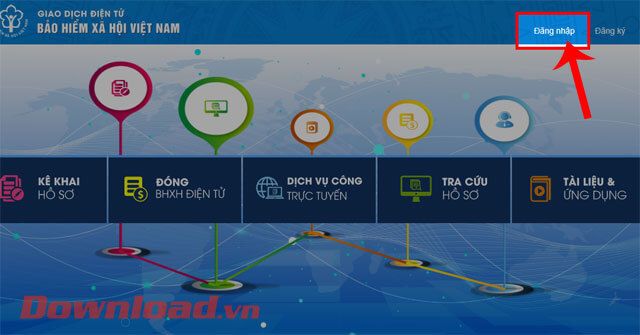 Nhấp chuột vào mục Đăng nhập