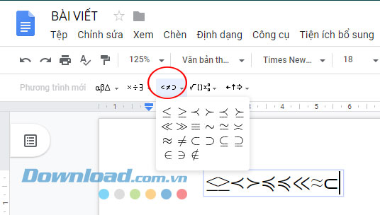 Chèn công thức toán học vào Google Docs