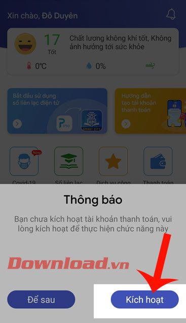 Nhấn vào nút Kích hoạt