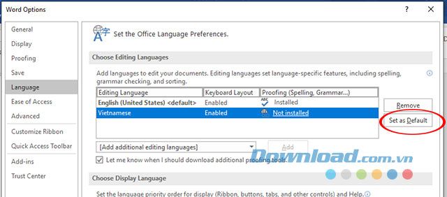 Thiết lập ngôn ngữ nhập liệu trên Microsoft Word