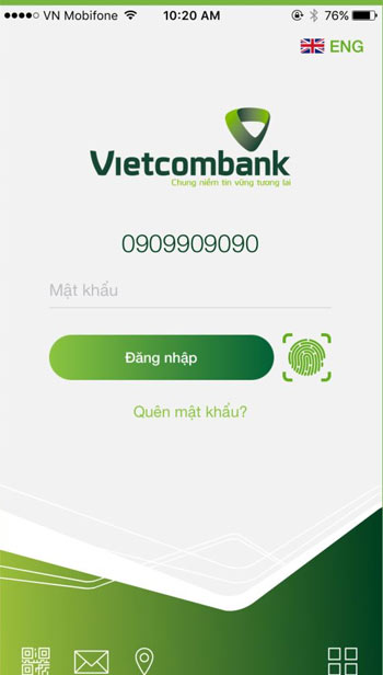 Đăng nhập VCB-Mobile B@nking