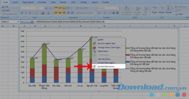 Nhấp chuột vào mục Định Dạng Chuỗi Dữ Liệu