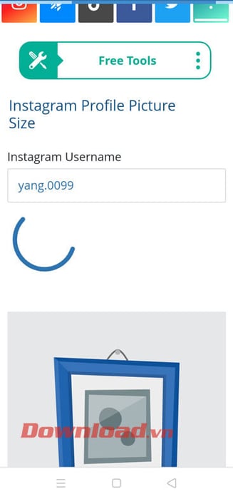 Chờ hệ thống tìm tài khoản Instagram