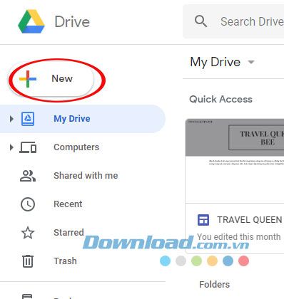 Tạo Slide mới trên Google Drive