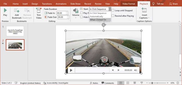 Cấu hình cách phát lại video trong PowerPoint