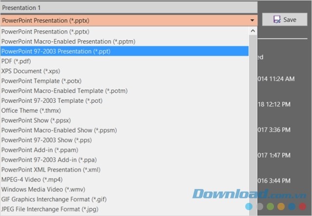PowerPoint 2016 hỗ trợ nhiều loại file