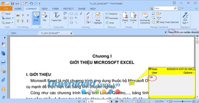 Hướng dẫn tạo ghi chú trong tệp PDF bằng Foxit Reader