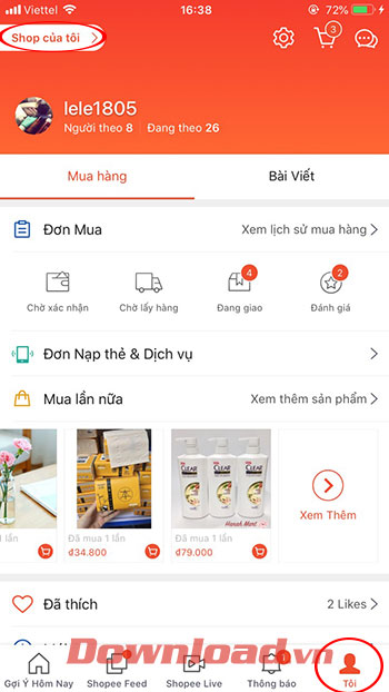 Cài đặt Shopee