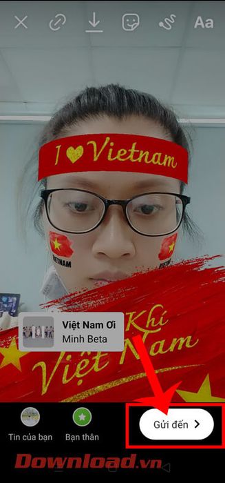 Nhấn vào nút Gửi đến