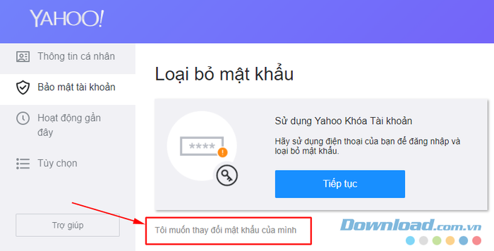 Đổi mật khẩu tài khoản Yahoo Mail