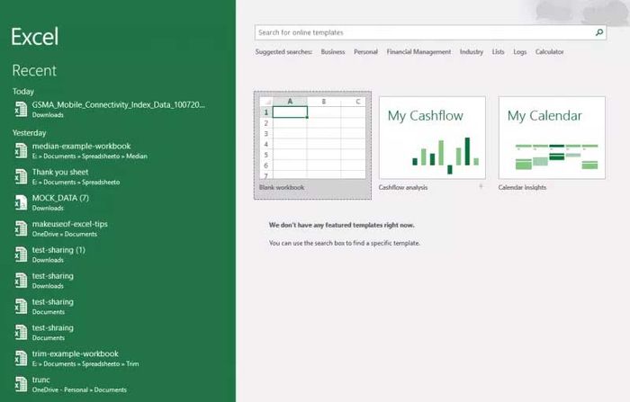 Mở một bảng tính Excel