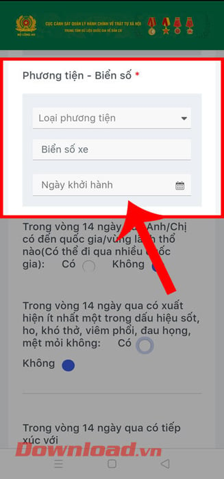 Nhập thông tin về Phương tiện - Biển số