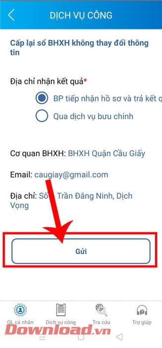 Cách nhận sổ qua BP tiếp nhận hồ sơ và trả kết quả