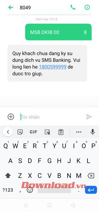 Thông báo xác nhận qua tin nhắn từ Maritime Bank