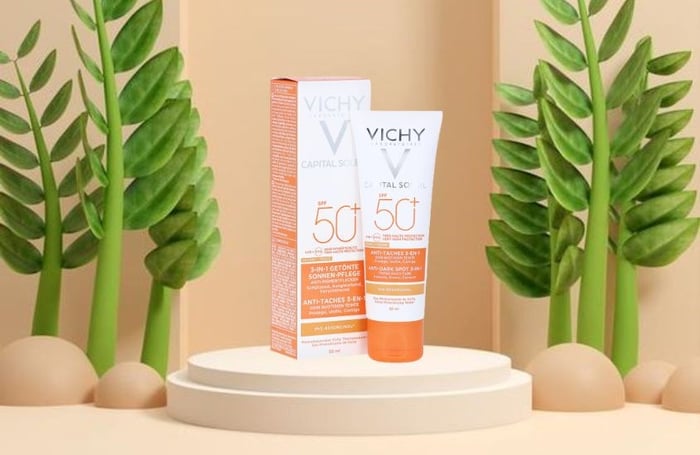 Kem chống nắng dưỡng da 3 trong 1 có màu Vichy Capital Soleil SPF 50+ PA++++ 50 ml