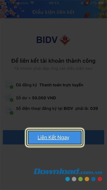 Các điều kiện cần thiết khi liên kết ngân hàng với ZaloPay